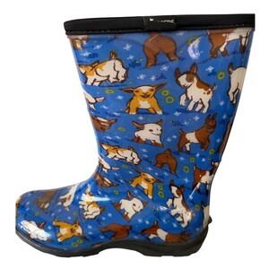 Sloggers Blue Goats Mid Calf 9 Rain Boots Waterproof Winter Garden Utility USA
